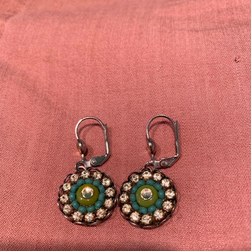 Green/ Gold  circle earrings